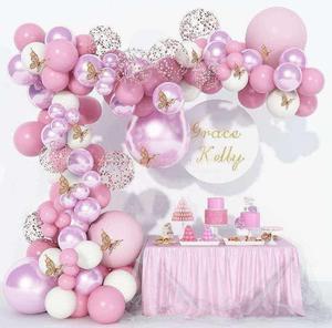 Kit de décoration de ballons LUYI, 140 pièces, guirlande de ballons en caoutchouc rose jetable, arche de confettis chromés violets, pour la fête des mères, mariage, fête - Product Image 3