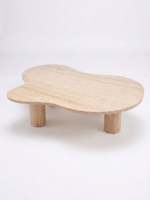 Table basse en bois de style moderne pour salon, finition classique en travertin ivoire, design nuage, vente en gros