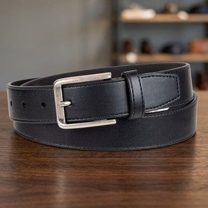 Men's Accessories Black <b>Cow</b> Hide Vintage Eco-Friendly Waterproof Belt Steel Buckle Handmade Customizable Designs Luxury 3.8 CM - Product Image 2