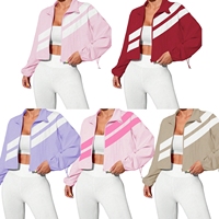 Ensemble pantalon long 2 pièces PEEQI AXR832, style automne, col à revers, sport, color-block, coupe ajustée décontractée