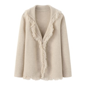 NARI lujo Otoño Invierno suelta flecos Cachemira cárdigan 100% Cachemira pura mujeres desabotonado cárdigan suéter abrigo para damas - Product Image 6