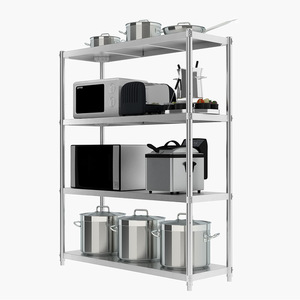 Étagères en acier inoxydable 201/304 de qualité commerciale, à deux/trois/<span class=keywords><strong>quatre</strong></span> niveaux, robustes, avec pieds réglables en hauteur, capacité de charge de 300 kg/m - Product Image 2