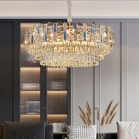 Lustre suspendu moderne de luxe TOGETHER, lampe de plafond décorative ovale longue et haute en cristal pour intérieur