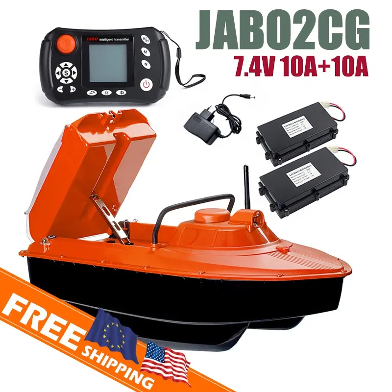 유럽 독일 무료 배송 오렌지 JABO 2 2CG 7.4V10A 두 리튬 배터리 어군 탐지기 수중 음파 탐지기 gps fishfinder 잉어 낚시 rc 미끼 보트