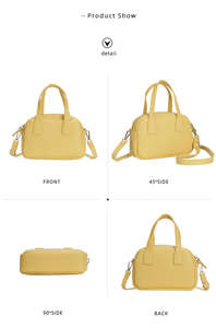 New Zipper Handbag <b>Yellow</b> PU Leather Designer Customized <b>Yellow</b> Handbag - Product Image 3
