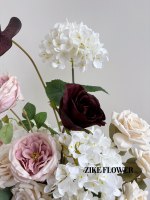 Vintage Luxus Seiden-Kunstblumenarrangement Hortensie Rose Anthurium Calla-Lilie Künstliches Mittelstück Hochzeitstisch Event-Dekoration