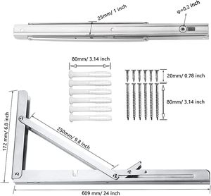 20 인치 접이식 선반 브래킷, 헤비 듀티 벽걸이 형 선반 브래킷, <span class=keywords><strong>2</strong></span> 팩, 블랙 - Product Image 3