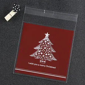 कस्टम स्वयं चिपकने वाला प्लास्टिक मुद्रण लोगो क्रिसमस कार्ड के साथ opp बैग पैकेजिंग पारदर्शी स्वयं जिपर पैकिंग बैग