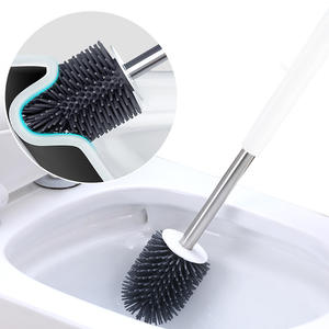 Juego de escobillas de inodoro redondas con base, herramienta de limpieza de plástico para baño, para una limpieza completa, ecológica, de pie. - Product Image 4