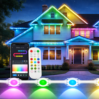 Sistema de Iluminación LED Dinámico RGBIC SMD5249 para Exteriores, DC24V, Permanente, IP67 Impermeable, Control por Aplicación, Iluminación de Puntos de Píxeles para Aleros y Techos
