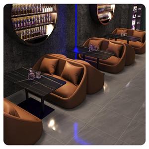 Nouveau Canapé de Bar KTV Personnalisé Banquette à Bord Arrondi avec Table en Plaque de Roche pour Restaurant - Product Image 1