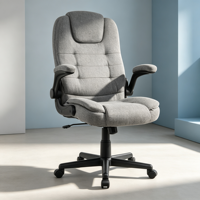 Silla de Oficina Hick con Cojín Acolchado, Tela de Lino Transpirable, Función de Inclinación y Bloqueo, Silla de Trabajo Giratoria