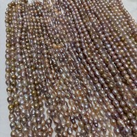 Vente en gros collier de perles d'eau douce de culture naturelles de couleur violet multiple chaîne Edison 9-11mm en forme de goutte bijoux à bricoler soi-même