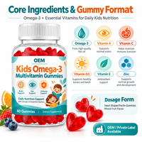 Clean Label Kids Omega 3 Multivitamine Gummies Pectine Gemengd Fruit voor Dagelijkse Voeding Vegan Vriendelijk Private Label Aanbod
