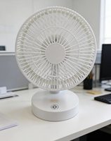 Ventilateur de table en plastique à hauteur réglable avec commande mécanique, 4 vitesses, batterie intégrée de 2000 mAh pour utilisation en voiture ou à l'hôtel