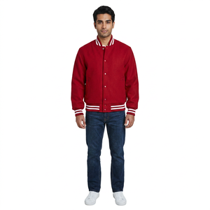 2024 Custom Chenille Work Varsity <b>Baseball</b> <b>Jacket</b> <b>Men</b> High Quality 100% Cotton Fabric Front Sleeve Bomber Stand Collar - Product Image 1