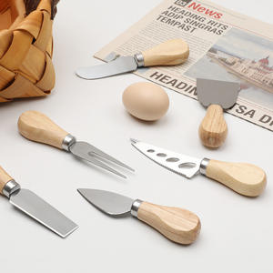 Unique 6pcs <strong>Cheese</strong> Pizza <strong>Knife</strong> Tool <strong>Set</strong> Stainless Steel with Wood Bamboo Handle for Charcuterie Board Cream <strong>Cheese</strong> Cake - Product Image 2