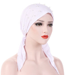 HZM-19200 Women Bead Elastic <strong>Chemo</strong> Head Scarf Turbans Night Sleep Hat <strong>Cap</strong> - Product Image 2