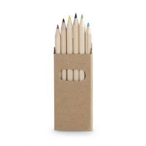 Crayons en bois écologiques promotionnels, lot de 6, boîte en papier kraft recyclé avec fenêtre, option de logo personnalisé imprimé en sérigraphie - Product Image 4