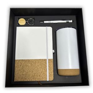 Set de Regalo 4 en 1 para Acción de Gracias: Cuaderno de Corcho Bicolor, Bolígrafo, Destapador de Botellas y Llavero con Taza de Café - Product Image 4