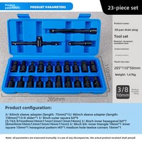 Jeu de douilles de vidange en acier antirouille de 23 pièces pour carter d'huile et boîte de vitesses |   Comprend des clés à cliquet hexagonales/carrées/à cannelures/Torx/triangulaires