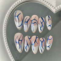 Lot de 10 faux ongles à presser faits main personnalisés – Meilleures ventes, magnifiques, de luxe, forme cercueil, en PMMA pour doigts