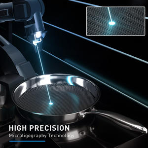 Poêle à frire hybride en acier inoxydable 18/8 avec revêtement antiadhésif alvéolé, batterie de cuisine 5 couches, compatible four jusqu'à 260°C ° C pour tous les types de cuisinières - Product Image 3