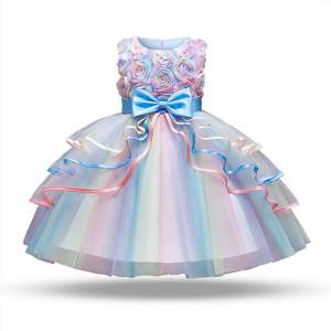 Robe de fête d'anniversaire fantaisie de haute qualité arc-en-ciel, costume de princesse pour filles, robes pour enfants - Product Image 5