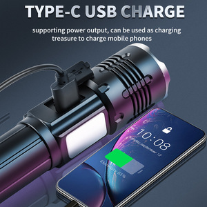 Cob Side Lamp Large Floodlight White And <b>Red</b> Light Rechargeable Led <b>Flashlight</b> For Camping Warning Use - Product Image 2