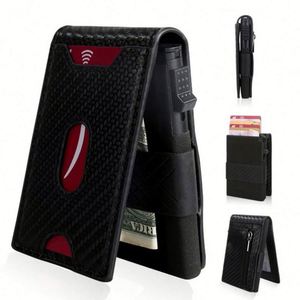 Cartera de Cuero y Metal Ultrafina Inteligente para Hombre 2024, con Bloqueo RFID, Banda Elástica para Pasaporte, Cierre de Clip - Product Image 1