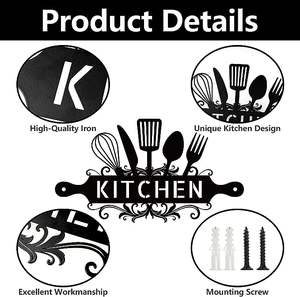 Noir cuisine métal Art mur <span class=keywords><strong>pochoir</strong></span> décor entrée <span class=keywords><strong>salon</strong></span> décoration signes - Product Image 6