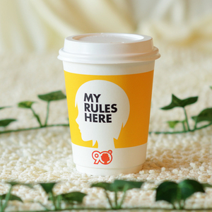 Gobelet à café, thé ou jus en papier à double paroi, personnalisé avec logo imprimé, jetable, kraft blanc, luxe, petit, 4 oz, 8 oz, 12 oz, avec couvercle - Product Image 1