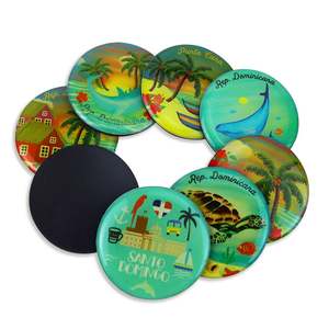 Promotional Dominican Republic Magnets Souvenirs Diy Round Epoxy Sticker With Magnet - Product Image 1