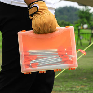 Piquets de tente en acier pour extérieur, 21 cm, ensemble de piquets de sol pour camping, plage, fixation de bâche coupe-vent, avec boîte de rangement orange - Product Image 1