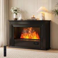 Kalsubo Cheminée à vapeur d'eau noire de 40 pouces avec manteau décoratif, flamme 3D tactile, humidificateur, remplissage d'eau facile, confortable