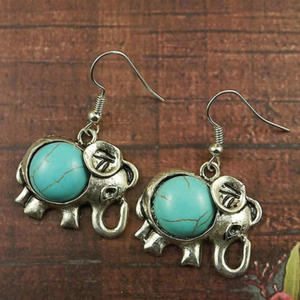 طقم مجوهرات هندي على شكل فيل، تصميم بوهيمي بسيط عتيق، مجوهرات تبتية بوهيمية مع الفيروز - Product Image 2