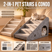 YUMENG Escalier pour chien 2-en-1 avec niche pour chat, rampe pour animaux de compagnie en feutre gris à 3 marches de 15,7 po de hauteur pour canapé et lit, 23,6x11,8x15,7 pouces