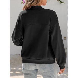 Custom <b>Womens</b> <b>Zip</b> <b>Up</b> Sweatshirt <b>Jacket</b> Long Sleeve Casual Loose With Pockets Fleece Coat - Product Image 4
