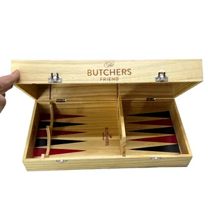 Scatola di vino in legno scacchi dama Backgammon Set 2 in 1 giochi da tavolo-custodia da viaggio portatile pieghevole per bambini e adulti