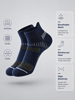 Chaussettes de sport durables à compression avec soutien de la voûte plantaire, design personnalisé, tricotées, rembourrées, pour la course, basses, unisexes