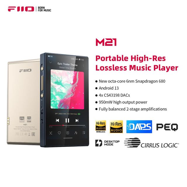 FiiO M21 Android 13 Portable Music Player MP3 Walkman 4* CS43198 DAC Chips Hi-Res Audio DSD LDAC Professional MP3
