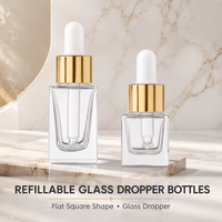 Flacons compte-gouttes rechargeables pour huiles essentielles, sérum de soin, emballage pour gouttes oculaires, bouteilles compte-gouttes en verre carrées plates de 100 ml, diffuseur à bâtonnets