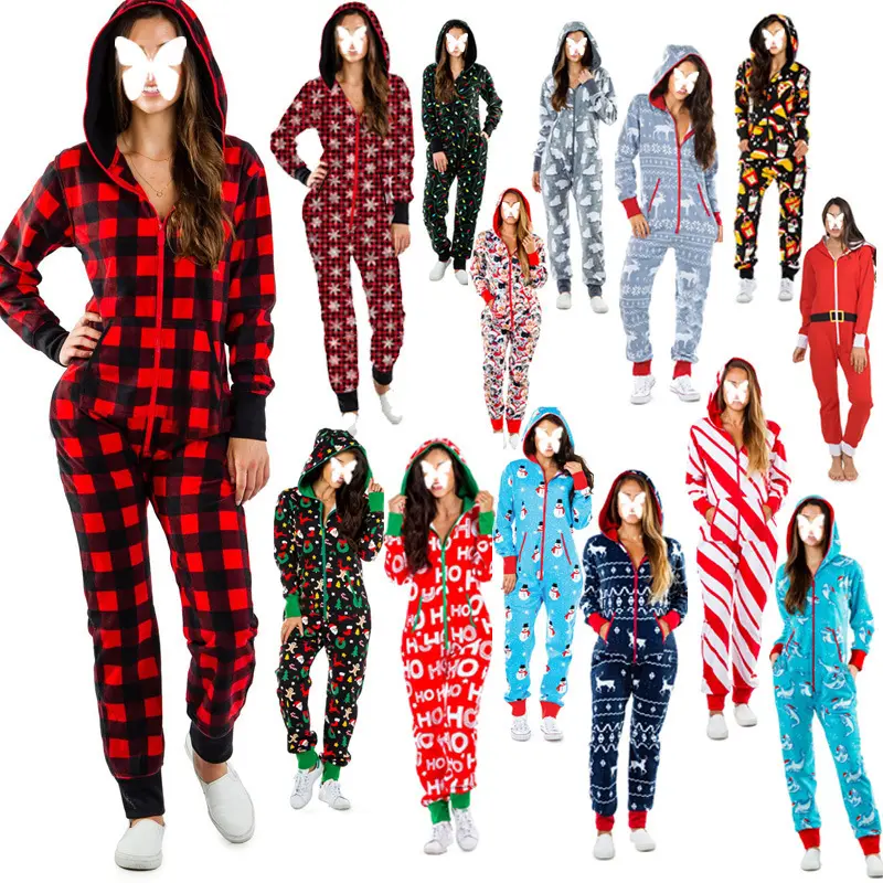 S-2XL Рождество, домашняя одежда, пижама, одежда для сна, одежда для сна с мультипликационным принтом, пижама, нарядное платье из одного предмета Рождественская Пижама-комбинезон