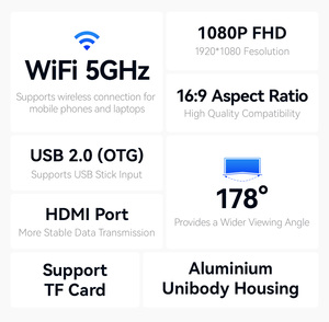 Monitor portátil de 18,5 pulgadas con decodificación única Wifi Panel de proyección DE PANTALLA inalámbrica IPS y función de pantalla ancha - Product Image 6
