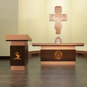 עיצוב מודרני ומעובה יוקרתי של שולחן התנ""ך דוכן כנסיית פודיום דוכן כנסייה מעץ