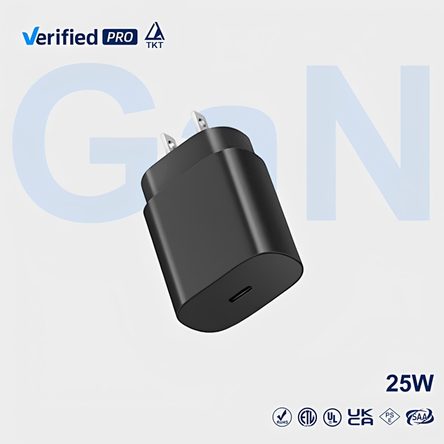 TKT 2026 25W GaN Fast Charger Type C Ports Wall Electric Adapter Phone Charger for iPhone Laptop US Socket Adapter PD Charger