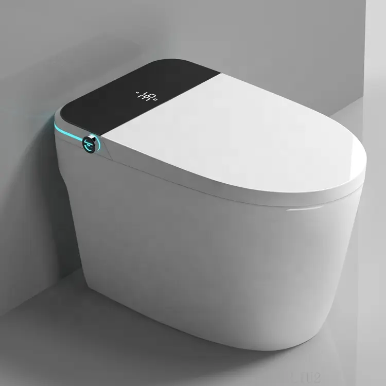 High-end Restaurant Intelligent Toilet Automatic Water Jet Flush LED Display Toilet Automatic Flush Ceramic Toilet
