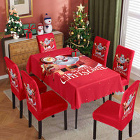Nouvel ensemble de nappe de Noël et de housses de chaise extensibles – Décoration festive pour la maison, nappe de table imperméable et anti-poussière