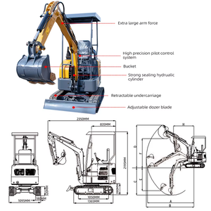 Excavadora Mini Hengwang HW17 de Bajo Precio, Venta al Por Mayor de Fábrica, con Motor y Bomba, Alta Potencia de Excavación - Product Image 4