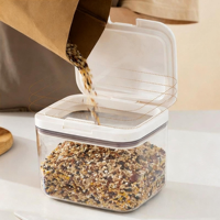 Grand récipient en plastique scellé avec couvercle pour le comptoir de cuisine ou le rangement dans les armoires, pour la farine, le riz et les céréales